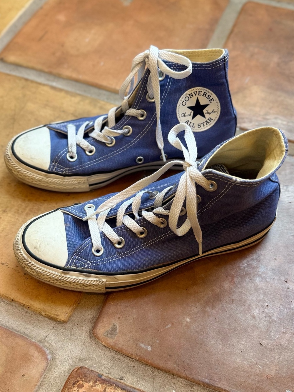denim blue Chuck converse high top sneakers